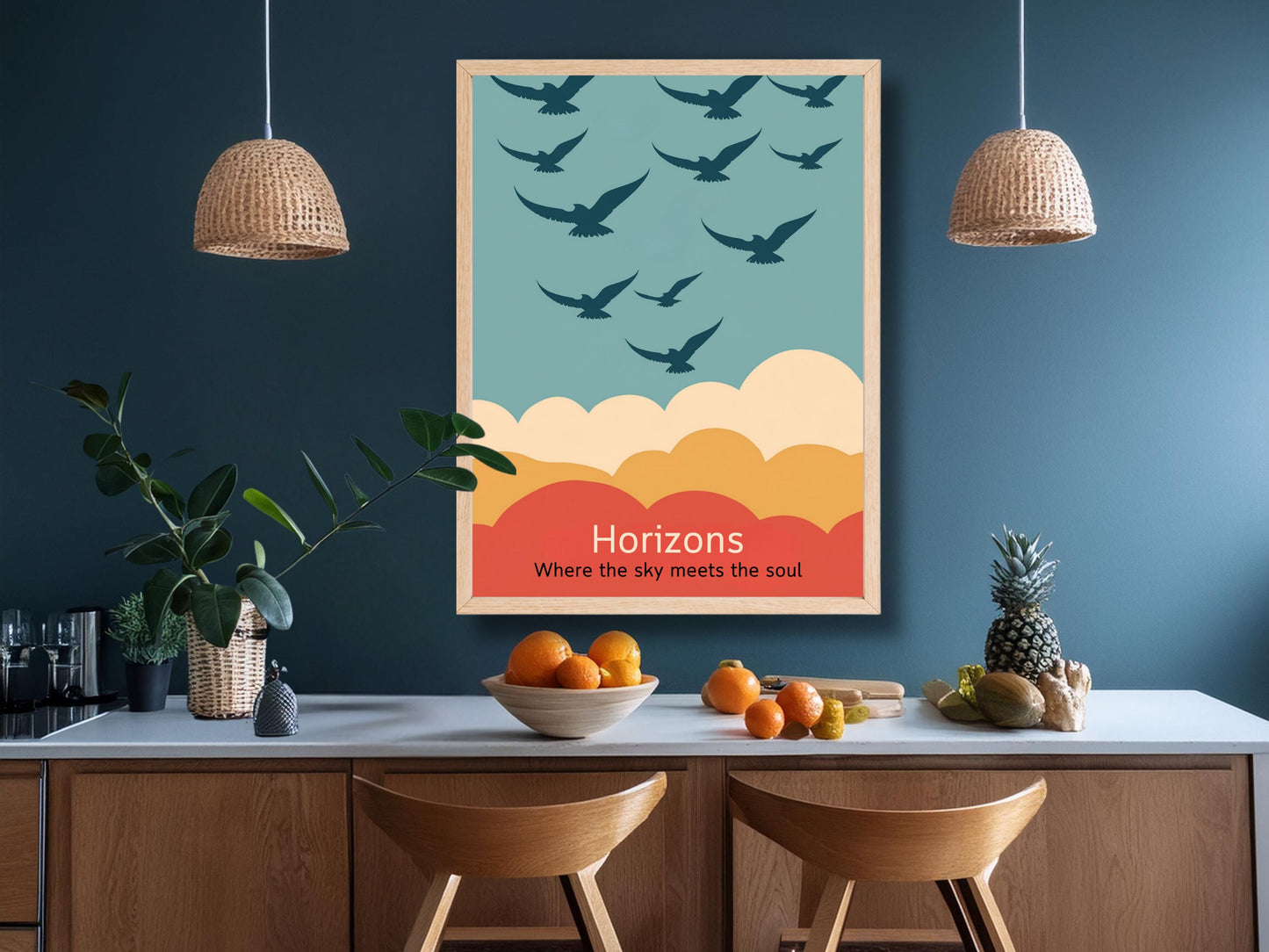 Inspirational Bird Wall Art, Téléchargement numérique, Motivational Home Decor, Modern Print, Sky clouds Artwork, Affiche contemporaine, Milieu du siècle