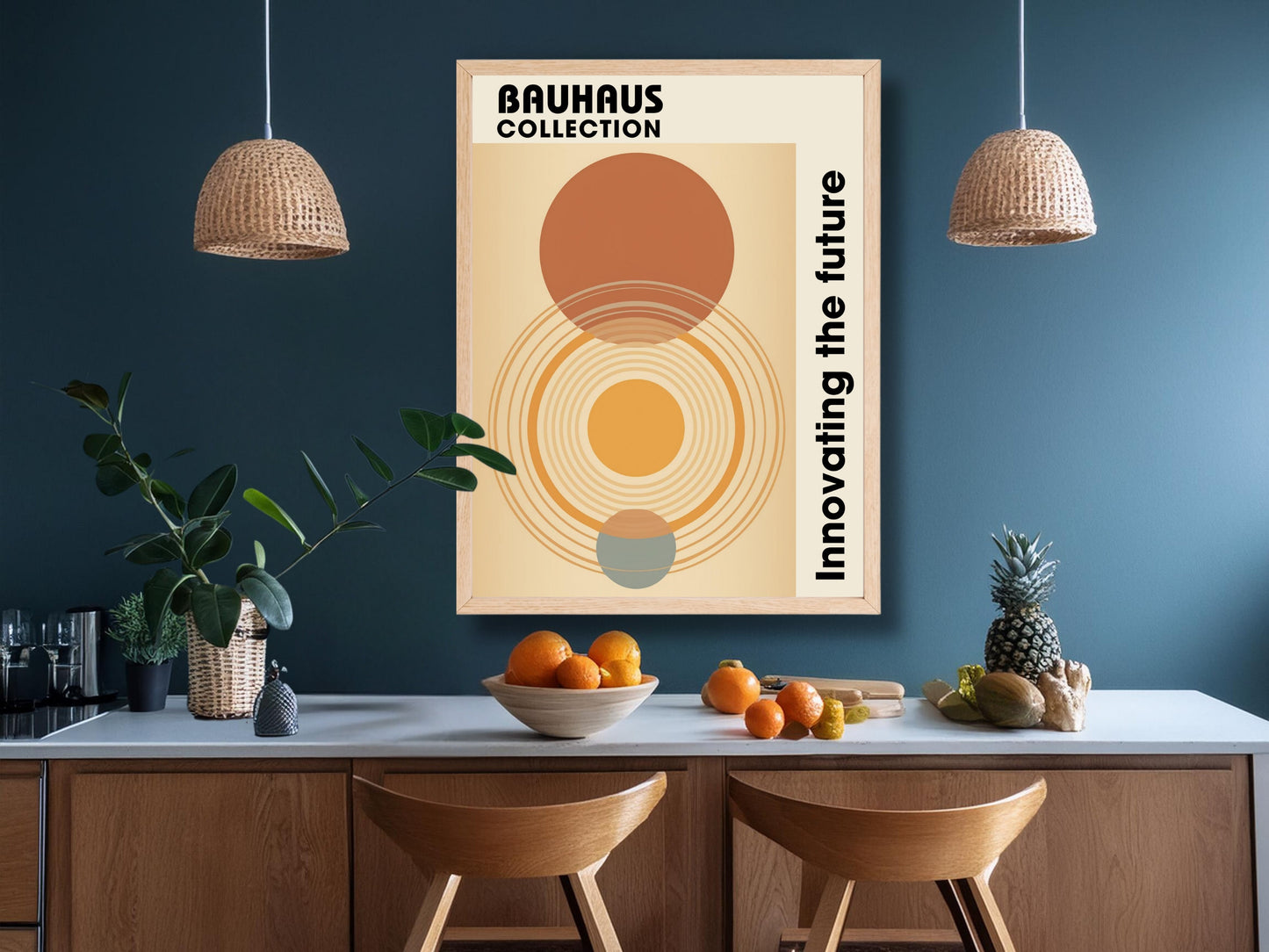 Art mural géométrique inspiré du Bauhaus, Innover pour l’avenir imprimable, Art numérique moderne, Téléchargement instantané, Décor contemporain, Milieu du siècle