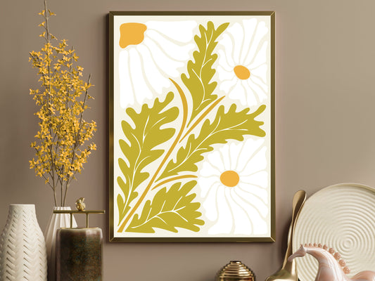 Matisse's Garden of Blooming Daisies: Bold Colorful Flower Wall Art