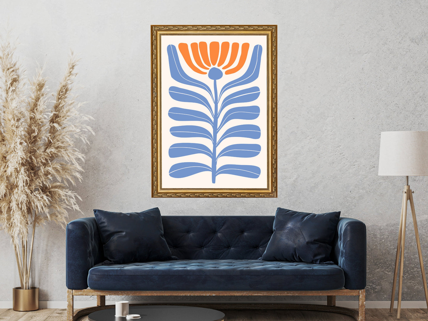 Matisse-Inspired Lavender Dream: Vibrant Orange and Purple Flower Wall Art