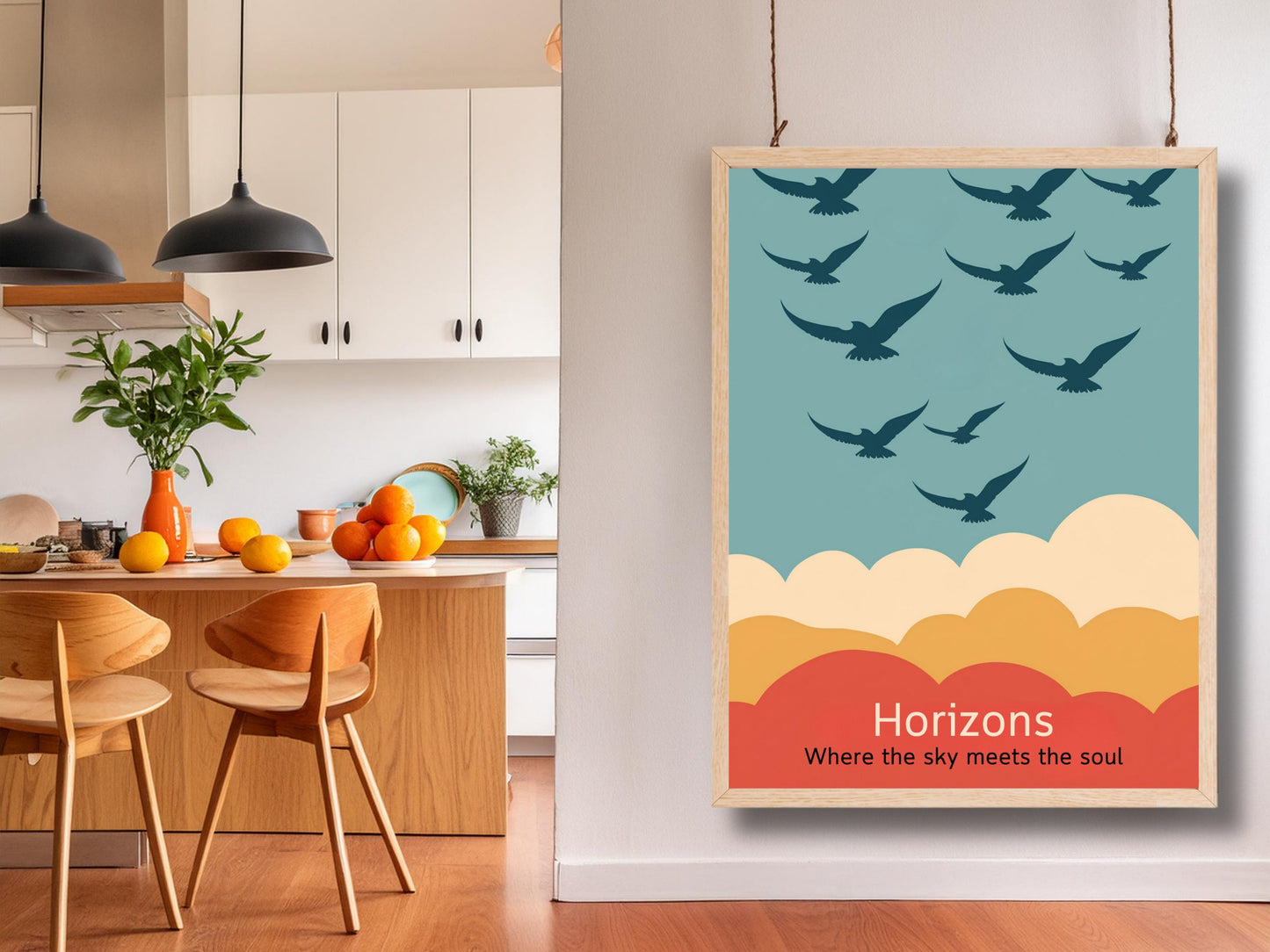 Inspirational Bird Wall Art, Téléchargement numérique, Motivational Home Decor, Modern Print, Sky clouds Artwork, Affiche contemporaine, Milieu du siècle