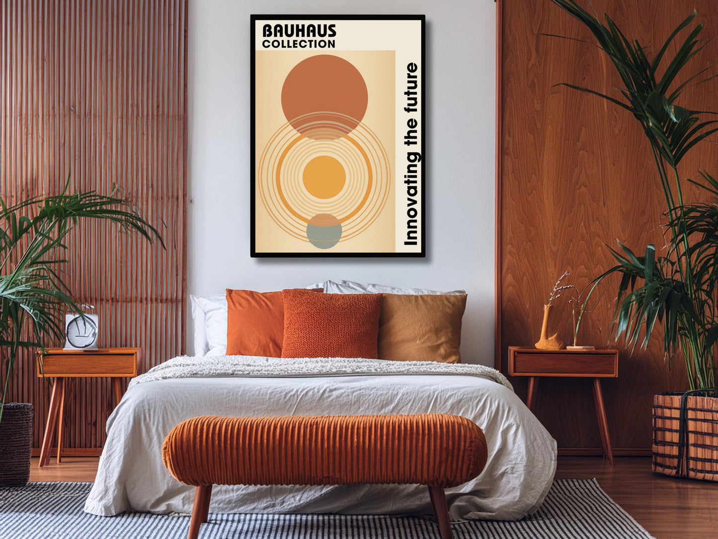 Art mural géométrique inspiré du Bauhaus, Innover pour l’avenir imprimable, Art numérique moderne, Téléchargement instantané, Décor contemporain, Milieu du siècle