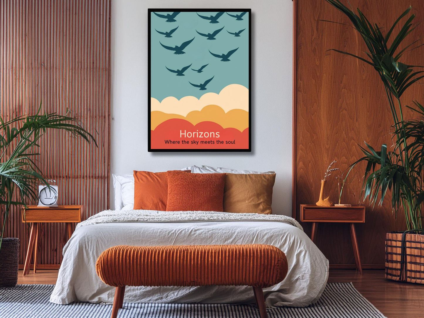 Inspirational Bird Wall Art, Téléchargement numérique, Motivational Home Decor, Modern Print, Sky clouds Artwork, Affiche contemporaine, Milieu du siècle