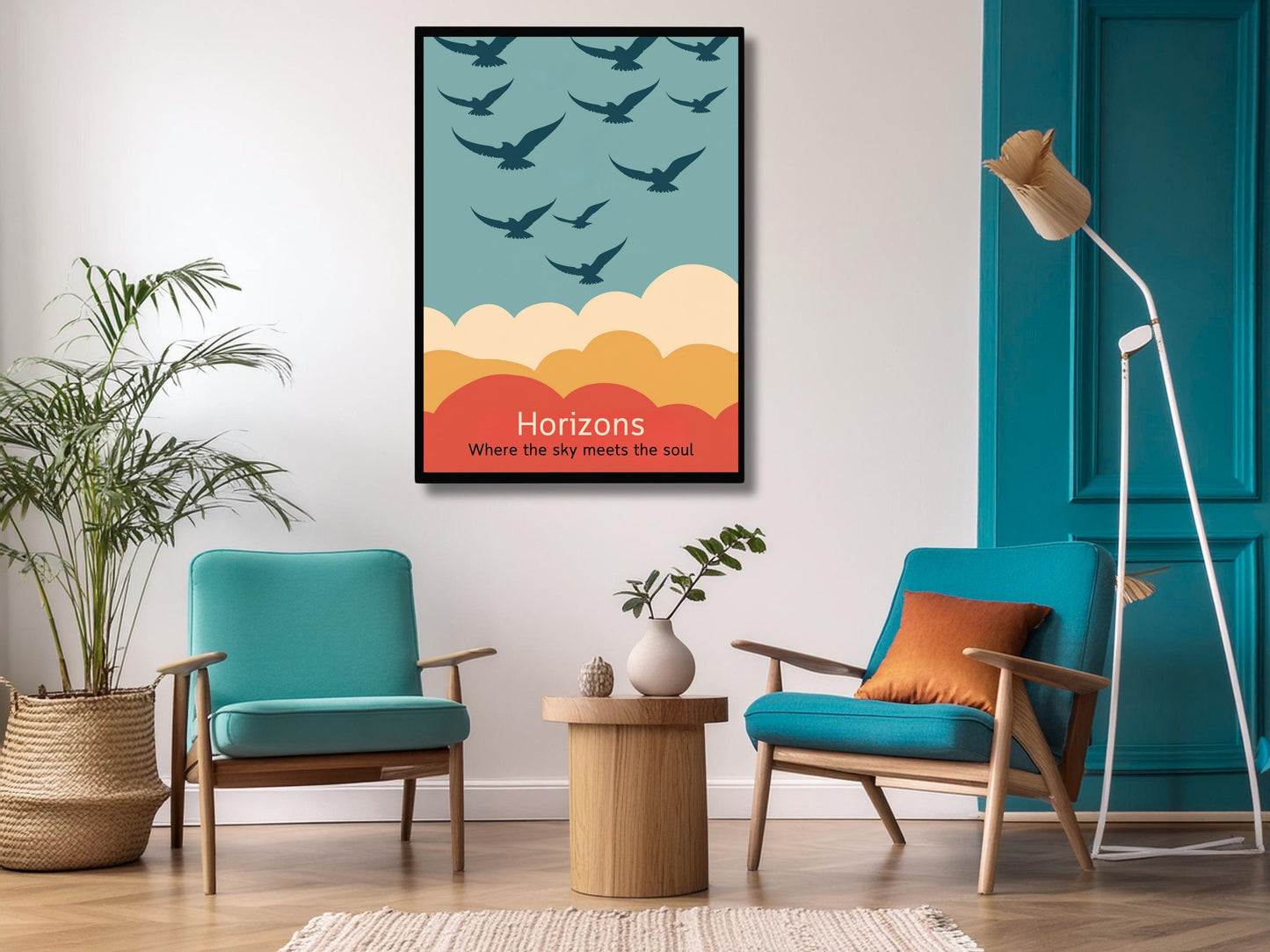 Inspirational Bird Wall Art, Téléchargement numérique, Motivational Home Decor, Modern Print, Sky clouds Artwork, Affiche contemporaine, Milieu du siècle