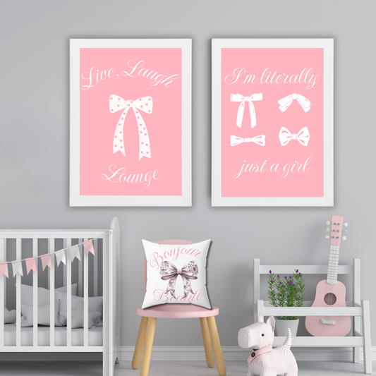 Coquette bow wall art nursery decor matching home collection (NO FRAME)