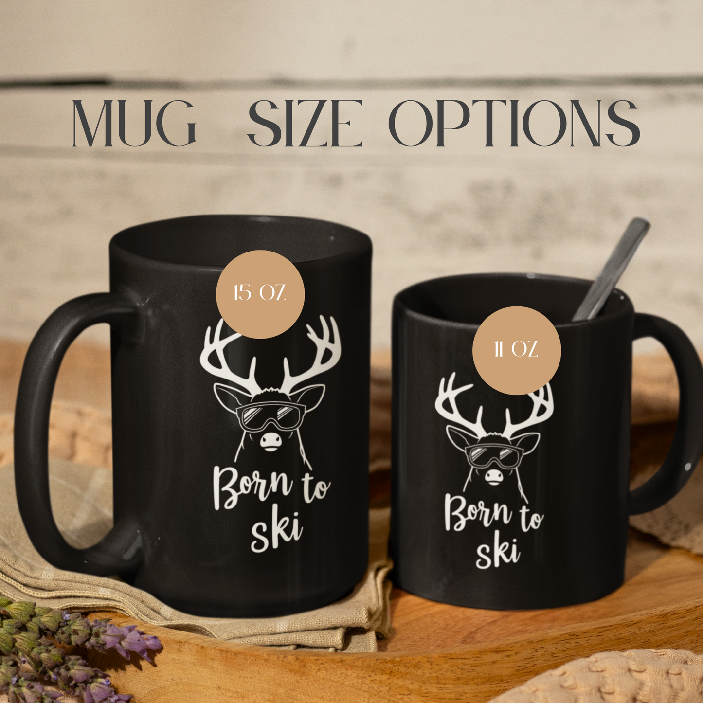 Born to Ski Magic Color-Changing Mug – Heat Sensitive, White Deer Design