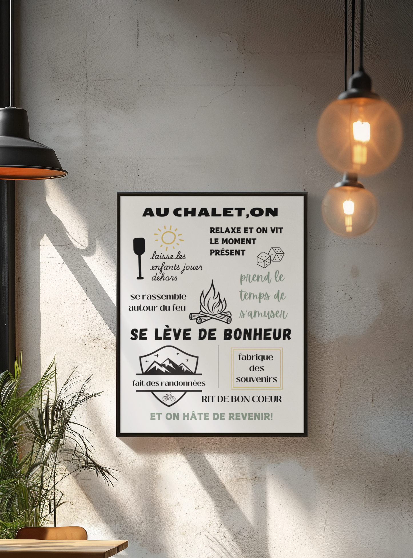 Affiche "Au Chalet" – Activités et Moments, Décoration Chalet (Sans cadre)