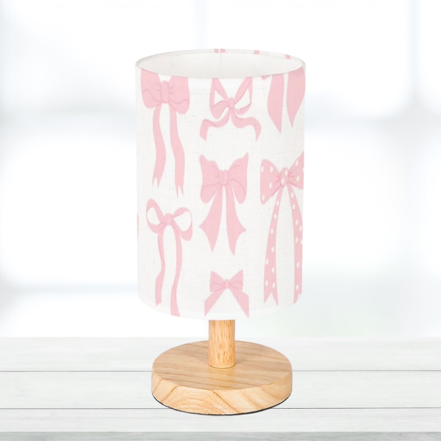 Coquette bow cylindar lamp pink table lamp decor chic nursery girls room