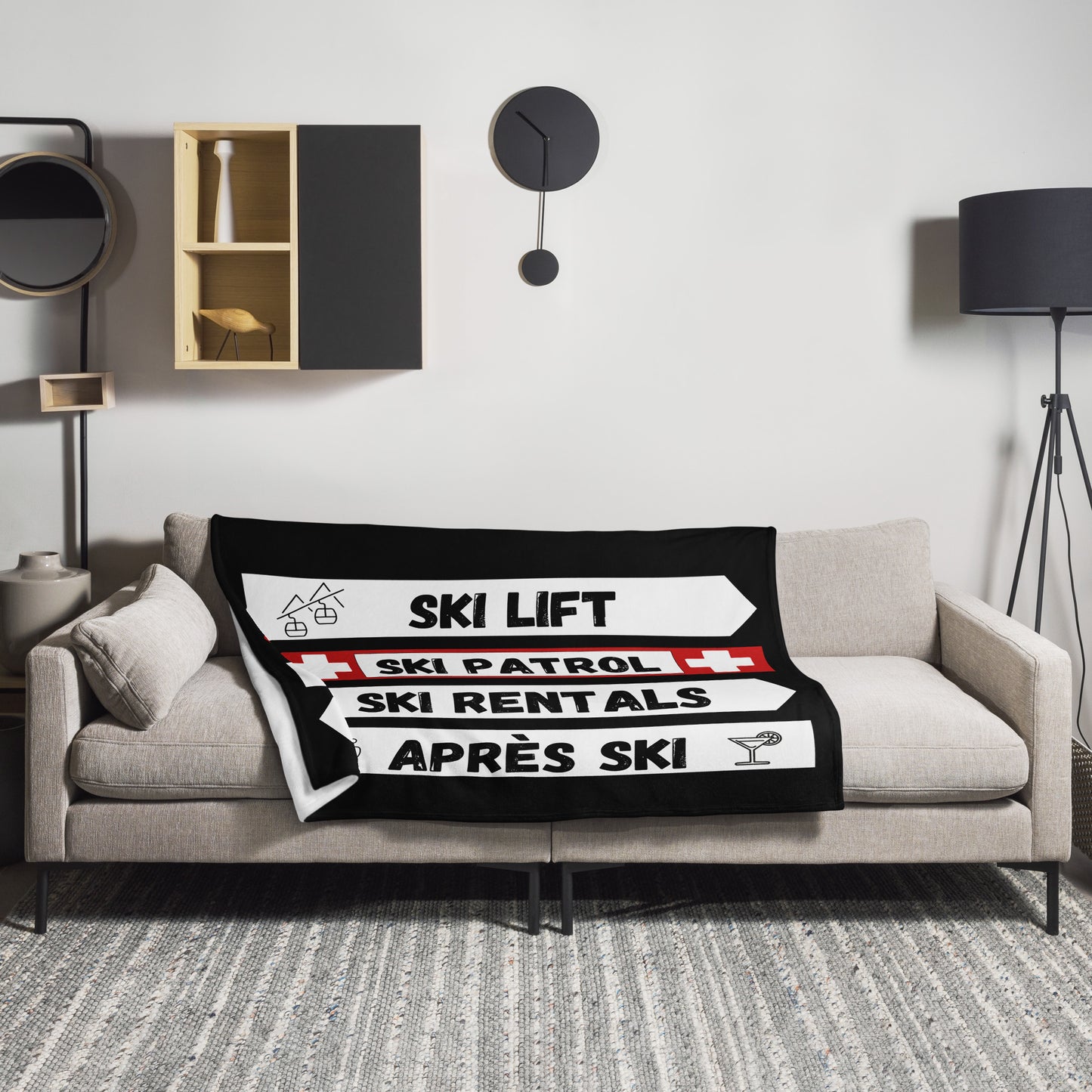 Ski Hill Signage Throw Blanket – Soft Silk Touch