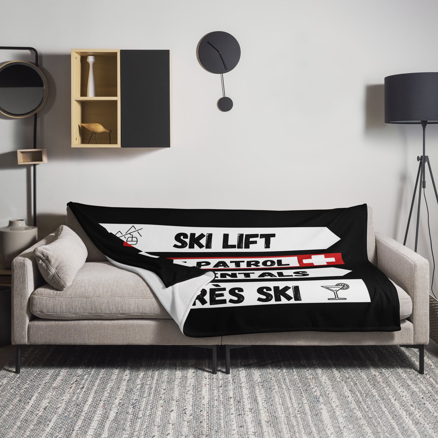 Ski Hill Signage Throw Blanket – Soft Silk Touch