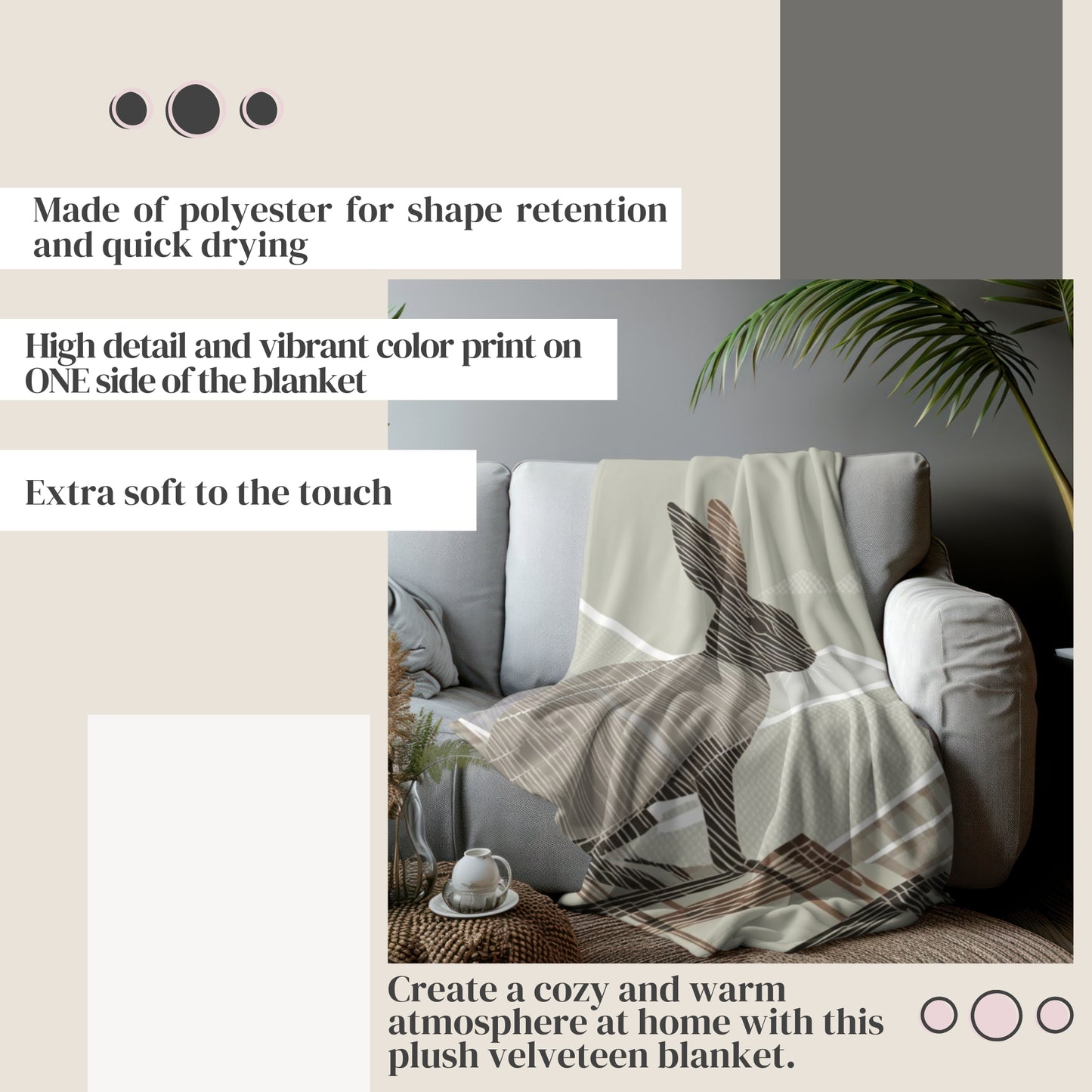 Cozy Velveteen Plush Blanket Chocolate Mousse, Animal Pattern Home Decor, Rustic Chic