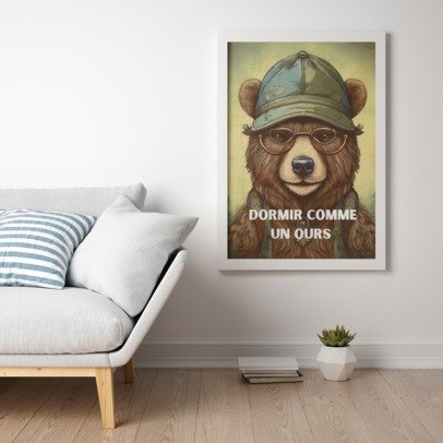 Affiche "Dormir comme un Ours" – Qualité Musée (Sans Cadre)